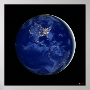 City Lights of the Americas Satellite Poster ポスター