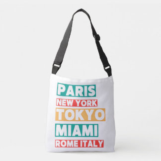 City Names Typography Crossbody Bag – パリ トーキョー クロスボディバッグ