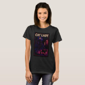 City Night Sass Cat Lady Comic Art Black Cats Mom Tシャツ (正面フル)