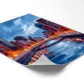 City Nights Watercolor Painting Art ポスター (角)
