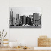 City - NY – 金融街 – BW ポスター (キッチン)