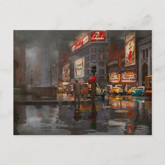 City - NY - A rainy day in New York City 1943 ポストカード (正面)