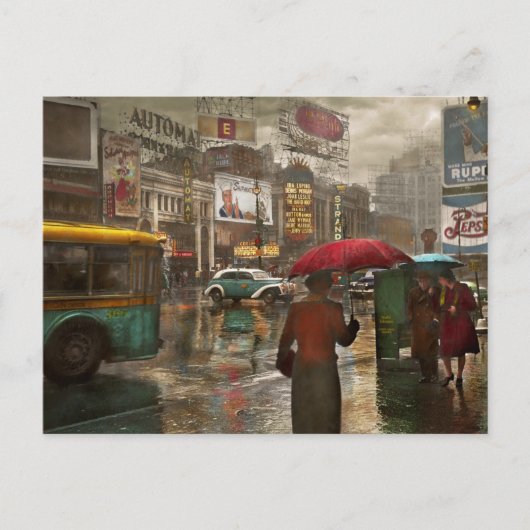 City - NY - Times Square on a rainy day 1943 ポストカード (正面)