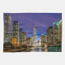 city of chicago with the magnificent river キッチンタオル