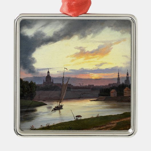 City+of+Dresden+at+Sunset+(German+Landscape) メタルオーナメント (正面)