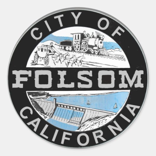 City of Folsomグラフィックロゴ：グラフィックバージョン ラウンドシール (正面)