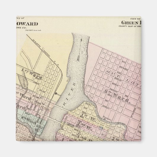City of Ft Howard、City of Green Bay マグネット (正面)