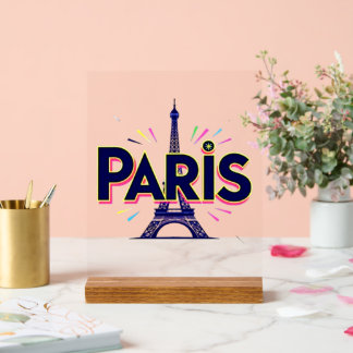 City of Lights：パリはっきりしたタイポグラフィアート アクリルサイン
