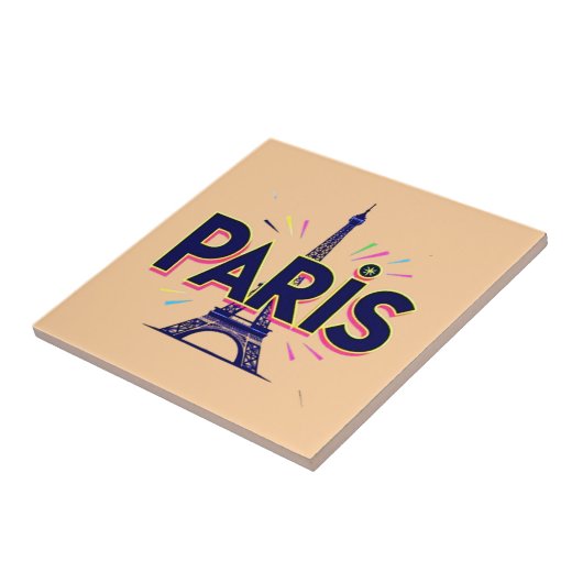 City of Lights:パリはっきりしたタイポグラフィアート タイル (側面)