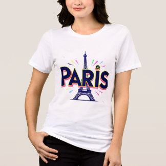 City of Lights：パリはっきりしたタイポグラフィアート トライブレンドＴシャツ