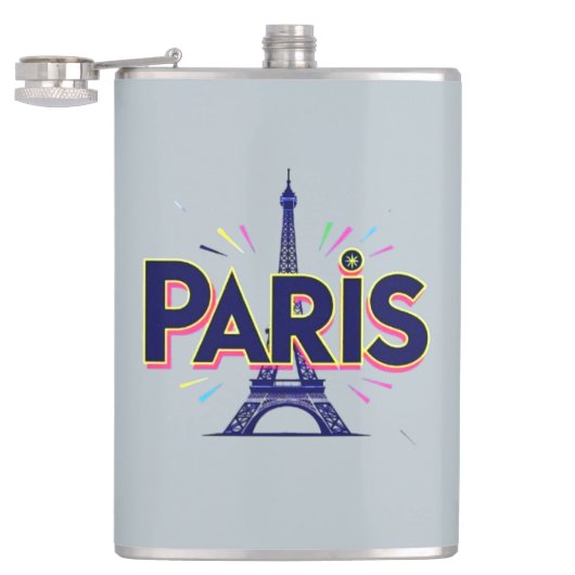 City of Lights：パリはっきりしたタイポグラフィアート フラスク (オープン)