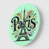 City of Lights:パリはっきりしたタイポグラフィアート ラージ壁時計 (傾斜)