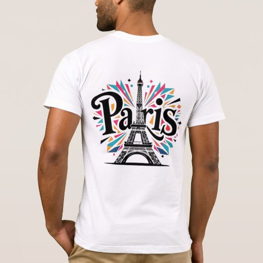 City of Lights:パリはっきりしたタイポグラフィアート Tシャツ (裏面)