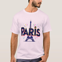 City of Lights:パリはっきりしたタイポグラフィアート Tシャツ