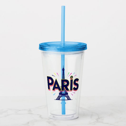 City of Lights: Bold Paris Typography Art アクリルタンブラー (正面)
