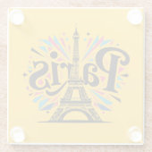 City of Lights: Bold Paris Typography Art ガラスコースター (裏面)