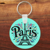 City of Lights: Bold Paris Typography Art キーホルダー (正面)