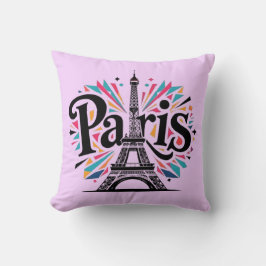 City of Lights: Bold Paris Typography Art クッション