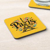 City of Lights: Bold Paris Typography Art コースター (左側)