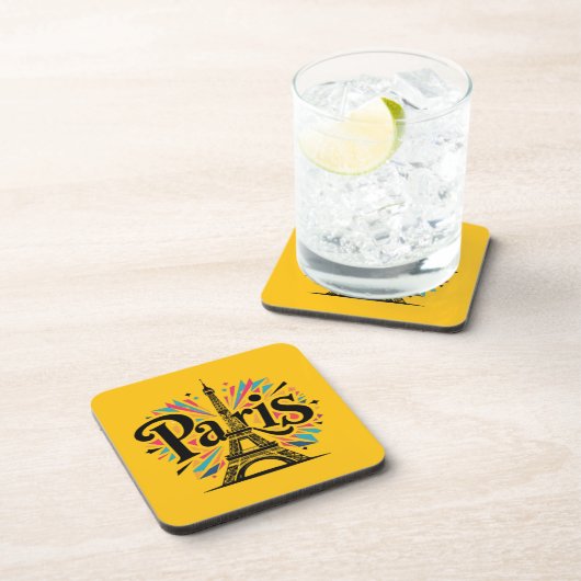 City of Lights: Bold Paris Typography Art コースター (右側)