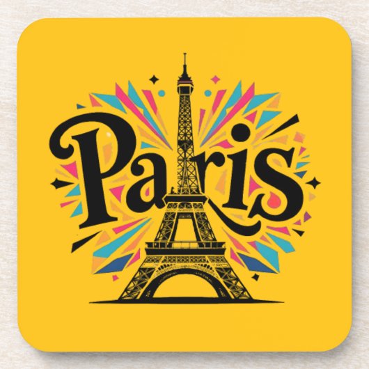 City of Lights: Bold Paris Typography Art コースター (正面)