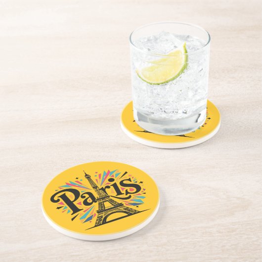City of Lights: Bold Paris Typography Art コースター (側面)