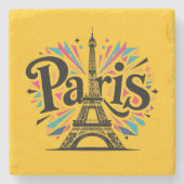 City of Lights: Bold Paris Typography Art ストーンコースター (正面)