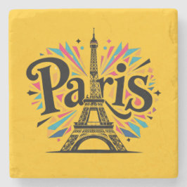 City of Lights: Bold Paris Typography Art ストーンコースター