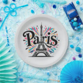 City of Lights: Bold Paris Typography Art ペーパープレート (パーティー)