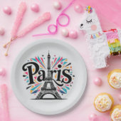 City of Lights: Bold Paris Typography Art ペーパープレート (パーティー)