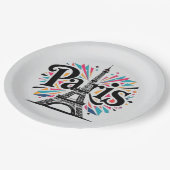 City of Lights: Bold Paris Typography Art ペーパープレート (アングル)