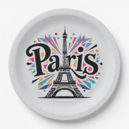 City of Lights: Bold Paris Typography Art ペーパープレート