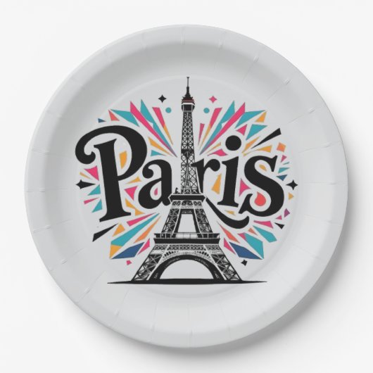 City of Lights: Bold Paris Typography Art ペーパープレート (正面)