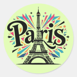 City of Lights: Bold Paris Typography Art ラウンドシール