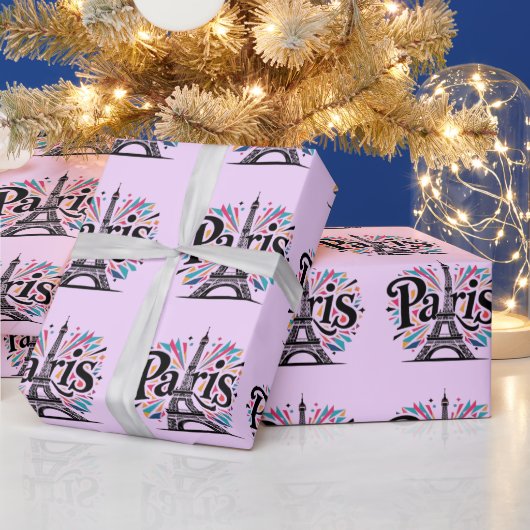 City of Lights: Bold Paris Typography Art ラッピングペーパー (クリスマス)