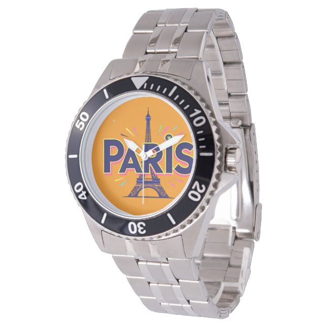 City of Lights: Bold Paris Typography Art 腕時計 (アングル)