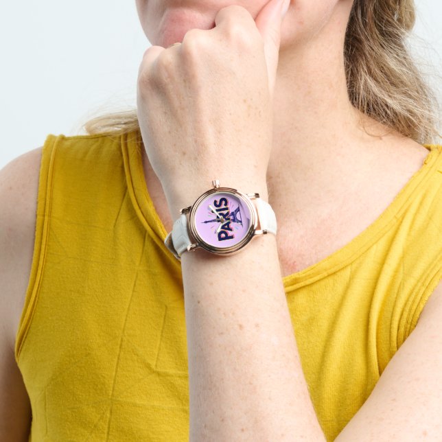 City of Lights: Bold Paris Typography Art 腕時計 (手首)