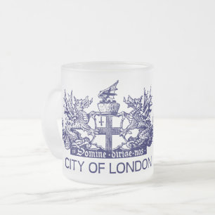 City of London,ヴィンテージ, Coat of Arms,イギリス フロストグラスマグカップ