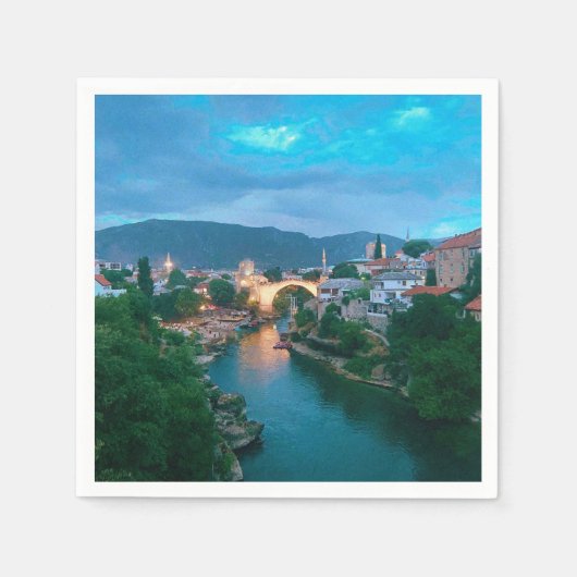 City of Mostar – ボスニア・ヘルツェゴビナ スタンダードカクテルナプキン (正面)