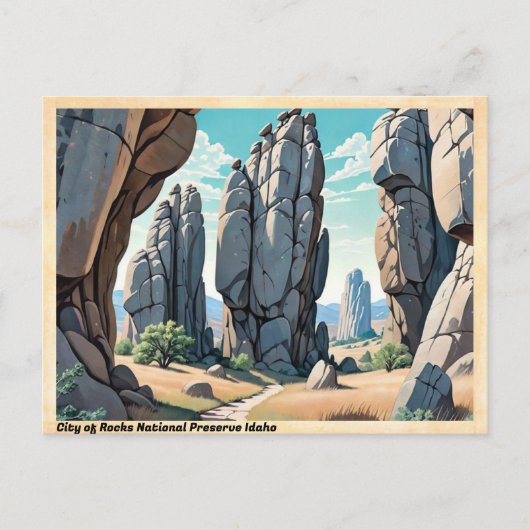 City of Rocks National Preserve Idahoヴィンテージ ポストカード (正面)