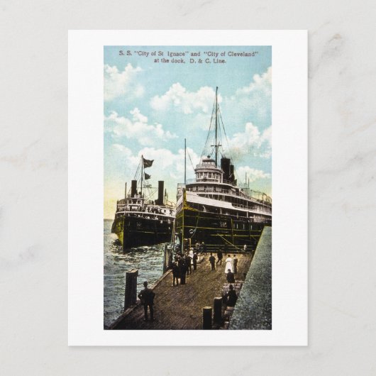 City of St. Ignace & City of Cleveland, D&C Line ポストカード (正面)