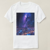 City of Stars: Futuristic Skyline Under a Galactic Tシャツ (デザイン正面)