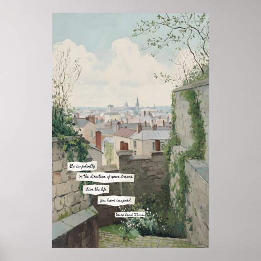 City Rooftop View Poster  Stone Walls, Literary ポスター (正面)