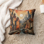 City Scape Impressionismスタイル – 両面 クッション (ブランケット)