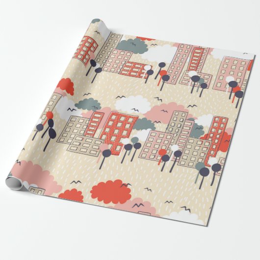 City seamless pattern ラッピングペーパー (アンロールド)