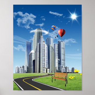 City Skyline Frutiger Aero ポスター