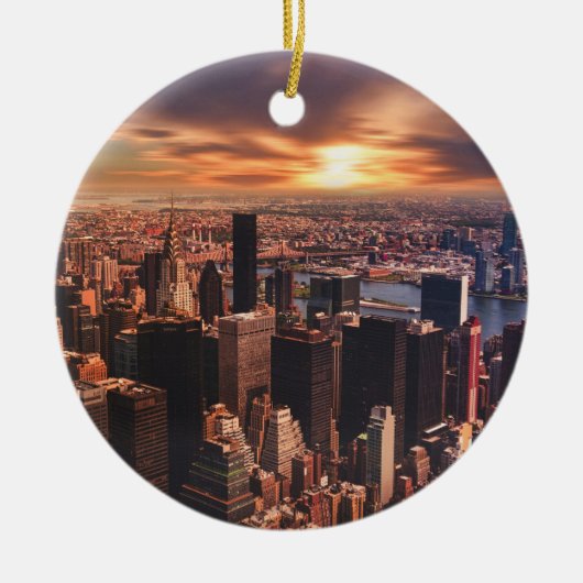  City skyline image on ceramic ornament セラミックオーナメント (正面)