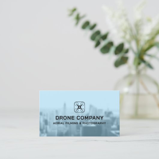 City skyline logo drone 名刺 (スタンド正面)
