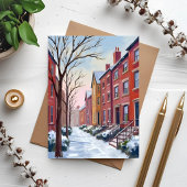 City Snowfall | Winter Watercolor Painting Card