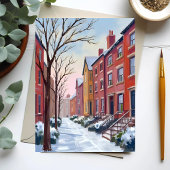 City Snowfall | Winter Watercolor Painting Card